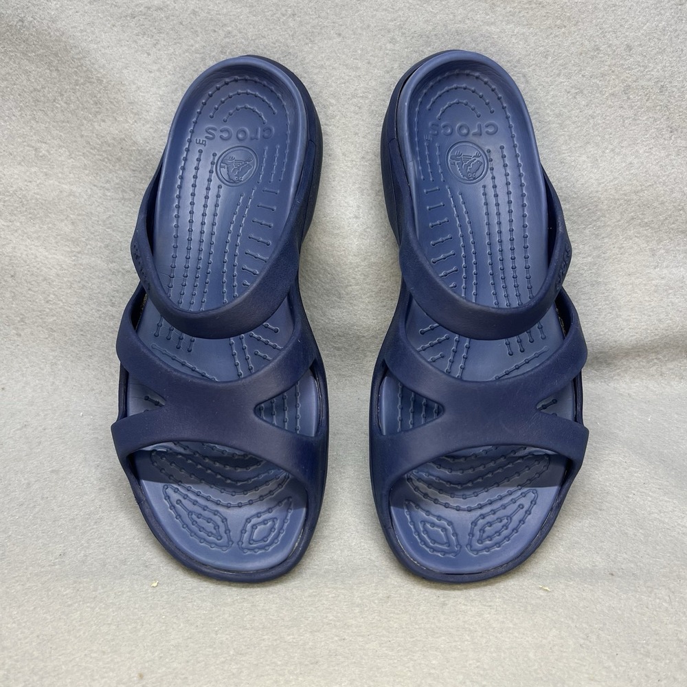 Meleen Slip On Slide Sandals Blue Synthetic Croslite Women's 8